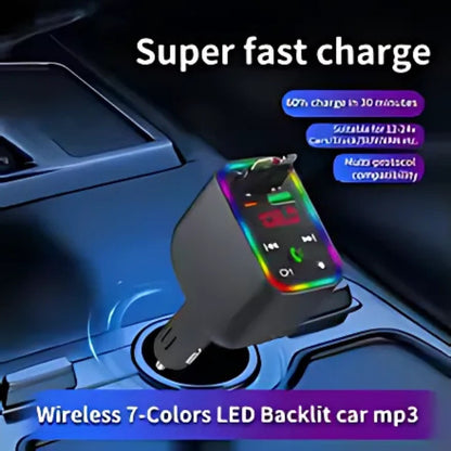 DriveTune Pro | FM-Transmitter für Auto & kabelloses MP3-Carkit mit LED-Beleuchtung in 7 Farben