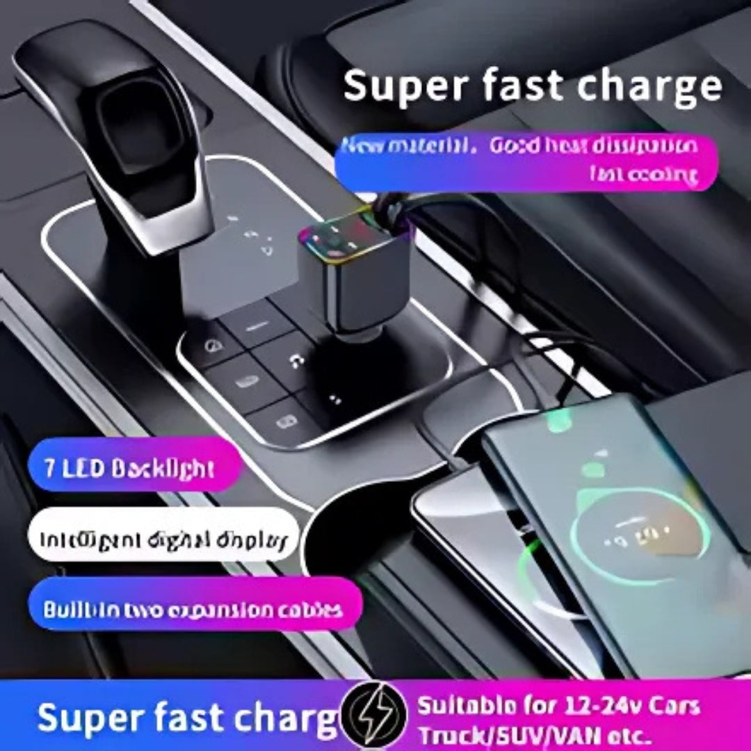 DriveTune Pro | FM-Transmitter für Auto & kabelloses MP3-Carkit mit LED-Beleuchtung in 7 Farben